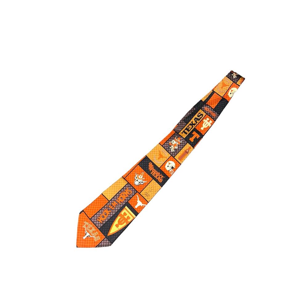 Texas Longhorns Silk Men's Tie Orange Black Plaid UT Necktie Eagle Neckware